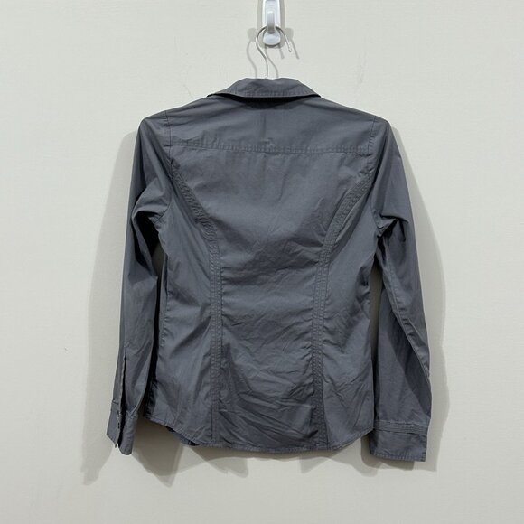 EXPRESS Essential Shirts XS Lot of 2 Turquoise Gray Button Down Long Sleeve - Picture 3 of 11